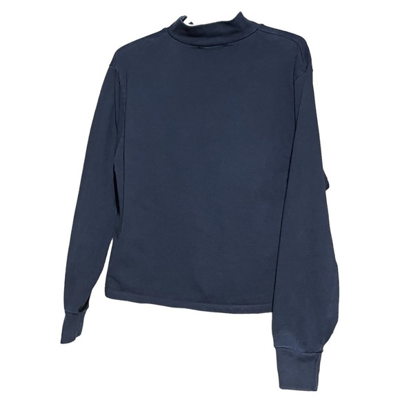 Brandy Melville Navy Mock Neck Cropped/Boxy Sweat Shirt - Long Sleeves Size 10 - Picture 2 of 5